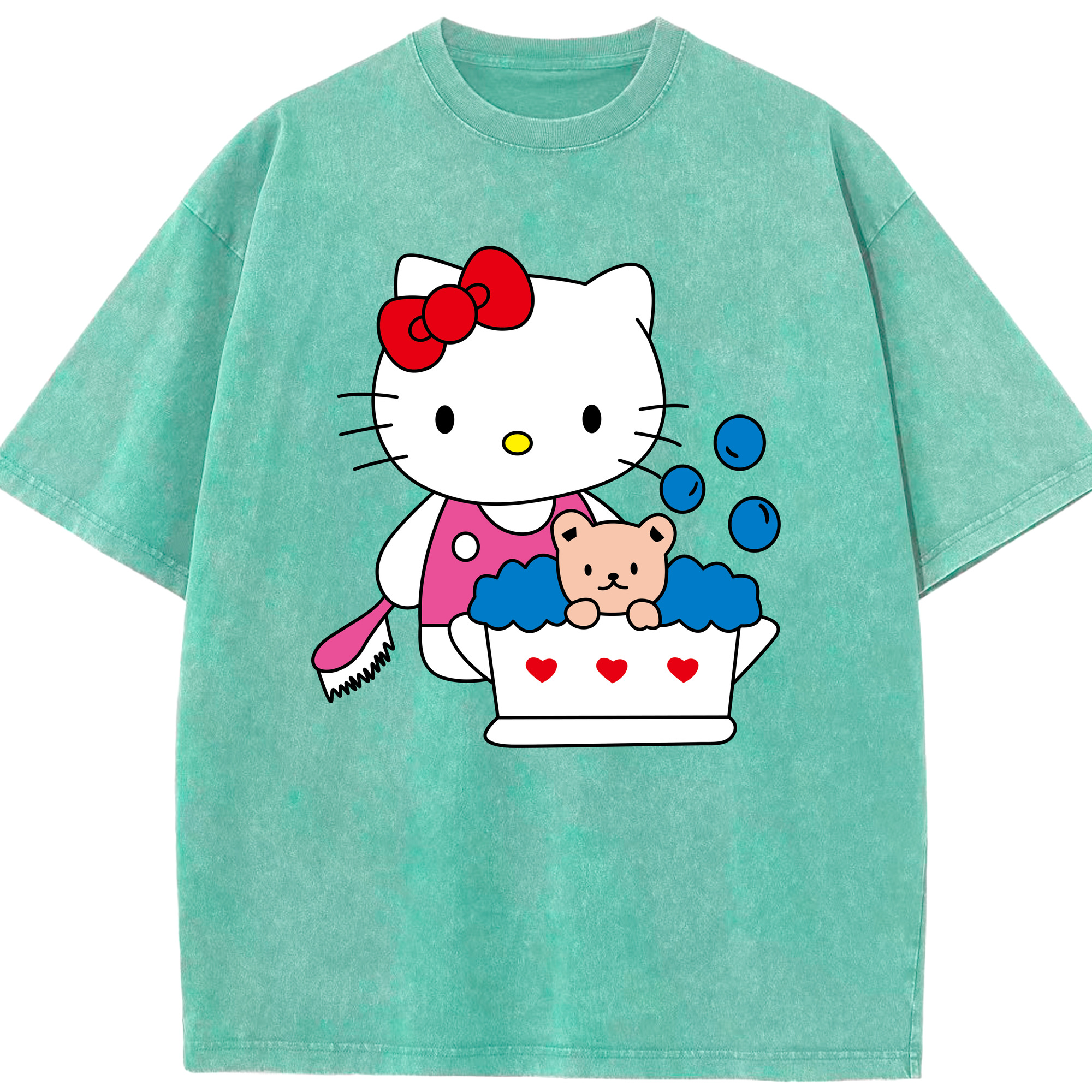 （画像用） Hello Kitty ハローキティ 綿100% ヴィンテージ風 半袖Tシャツ（フロントプリント）